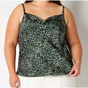 Worthington Cowl Neck Green‎ Patterned Cami